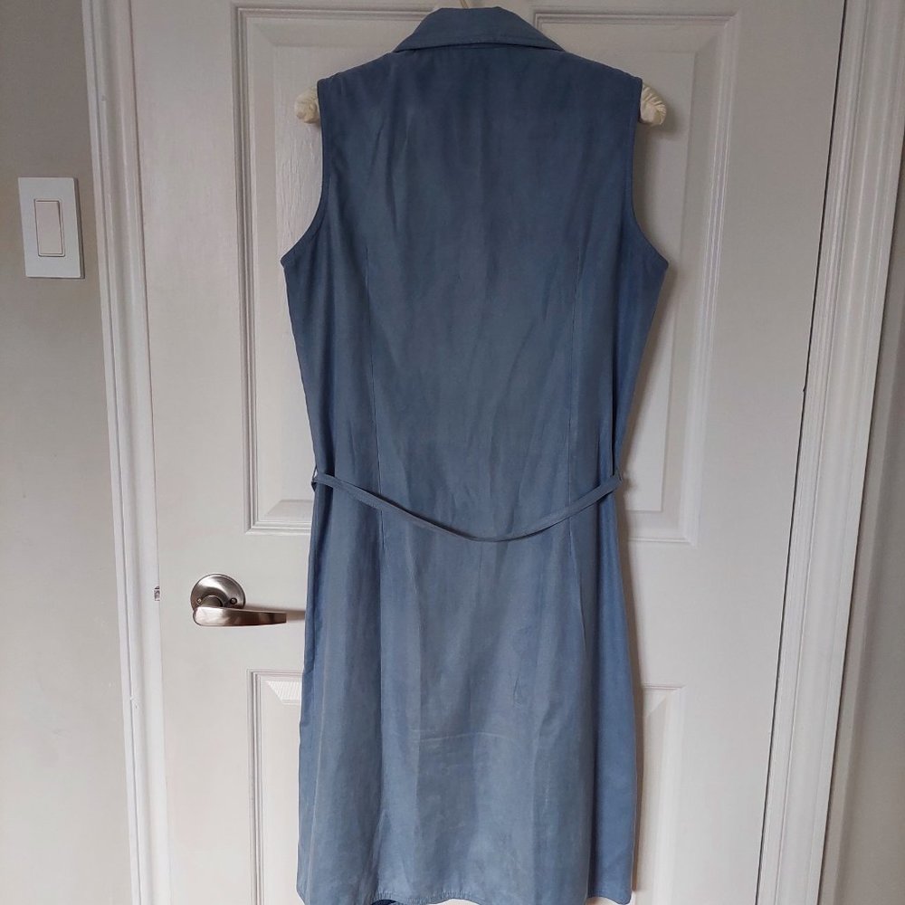 Point Zero Poly Button Up Shirt Sleeveless Dress, Size 9/8 Blue - Picture 2 of 7